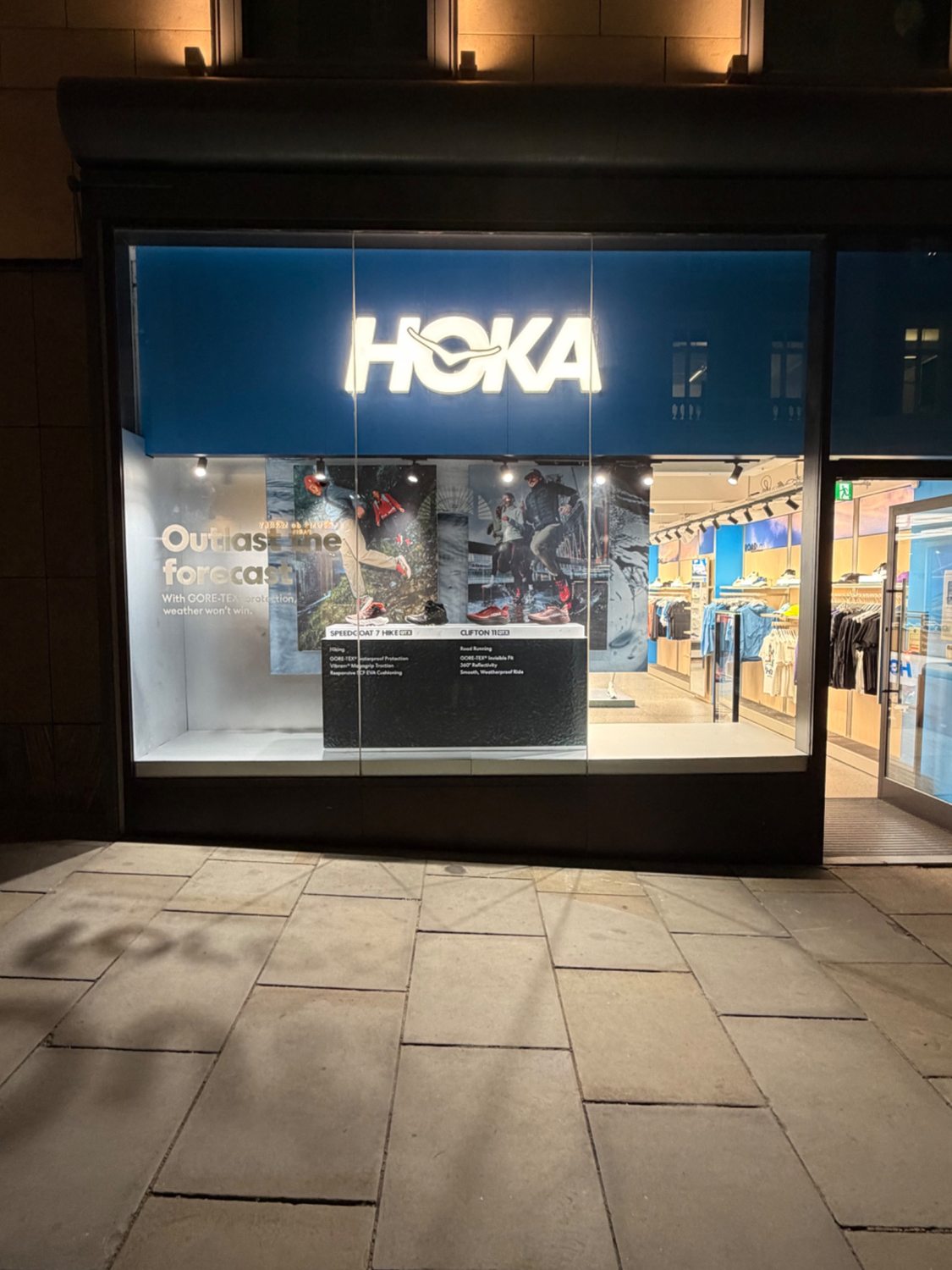 Completed HOKA Outlast the Forecast retail window display